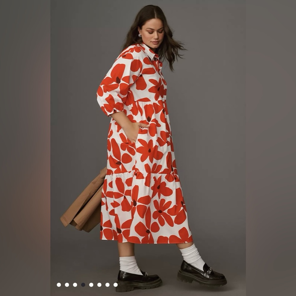Maeve/Anthropologie | The Bettina Tiered Midi Shirt Dress